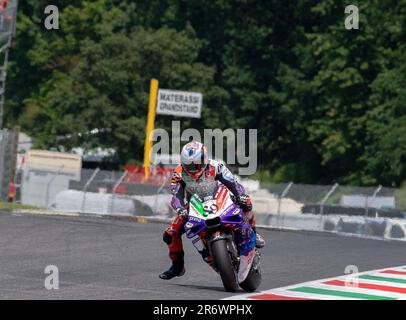 Florenz, Italien. 11. Juni 2023; Autodromo Internazionale del Mugello, Scarperia e San Piero, Florenz, Italien; 2023. Italienischer MotoGP-Renntag; Jorge Martin, Prima Pramac Racing Credit: Action Plus Sports Images/Alamy Live News Stockfoto