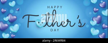 Glückwunschkarte zum Vatertag auf blauem Hintergrund Vektorbild. „Happy Father Day“-Design für Grußkarten, Poster, Banner, Druck und Versand. Stock Vektor