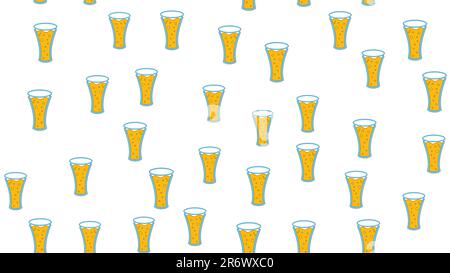 Textur nahtloses Muster aus einem Satz von Raivy gute leckere erfrischende alkoholische Getränke von Hopfen helles und dunkles Malzschaum Bier in Gläsern, Becher auf einem weißen Stock Vektor