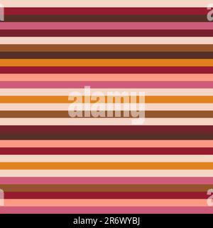 Nahtloses, mehrfarbiges Textilmuster im Retro-Stil mit horizontalen parallelen Streifen. Stock Vektor