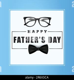 Glückwunschkarte zum Vatertag auf blauem Hintergrund Vektorbild. „Happy Father Day“-Design für Grußkarten, Poster, Banner, Druck und Versand. Stock Vektor