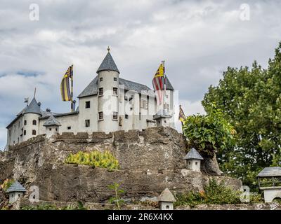 Park Minimundus am Worthersee, Klagenfurt, Kärnten, Österreich, keine Menschen, Miniatur-Schloss Hochosterwitz, Launsdorf Stockfoto