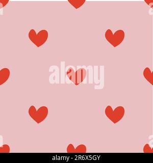 Nahtloses Muster mit roten Herzen auf pinkfarbenem Hintergrund Stock Vektor