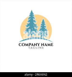 Kiefernbäume Landschaftsdesign Logo Vektordarstellung mit Silhouettenstil Stock Vektor