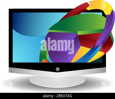 3D Diagramme aus einem Flachbildschirm-Fernseher. Stock Vektor
