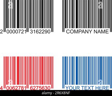 Farbige Barcodes, schwarz, rot, blau Stock Vektor