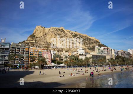 Santa Barbara Castle vom Melia Hotel Explain in Alicante, Spanien Stockfoto