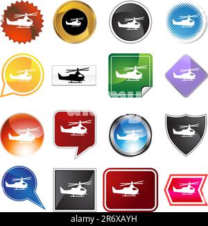 Hubschrauber Vielzahl Satz isoliert auf einem weißen Hintergrund. Stock Vektor