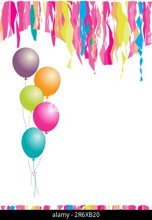 Herzlichen Glückwunsch zum Geburtstag! Luftballons und Konfetti. Fügen Sie hier Ihren Text ein. Stock Vektor