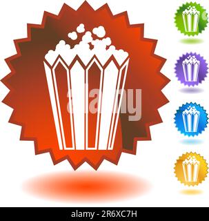 Satz mit 5 Siegelsymbolen – Popcorn. Stock Vektor