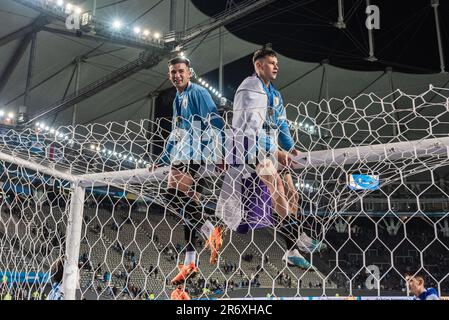 Spieler in Uruguay nach dem Finale der FIFA U20-Weltmeisterschaft Uruguay U20 gegen Italien U20 im La Plata Stadium, Tolosa, Argentinien, 11. Juni 2023 (Foto: Mateo Occhi/News Images) Stockfoto