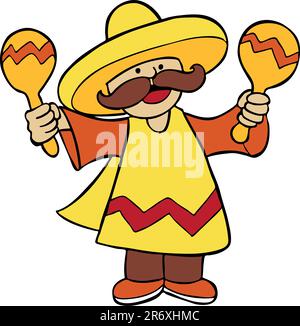 Bild von einem Mann schütteln Maracas. Stock Vektor