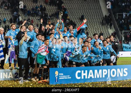 Uruguay Team nach dem Finale der FIFA-Weltmeisterschaft U20 Uruguay U20 gegen Italien U20 im La Plata Stadium, Tolosa, Argentinien. 11. Juni 2023. (Foto von Mateo Occhi/News Images) in Tolosa, Argentinien, 1/31/2021. (Foto: Mateo Occhi/News Images/Sipa USA) Guthaben: SIPA USA/Alamy Live News Stockfoto