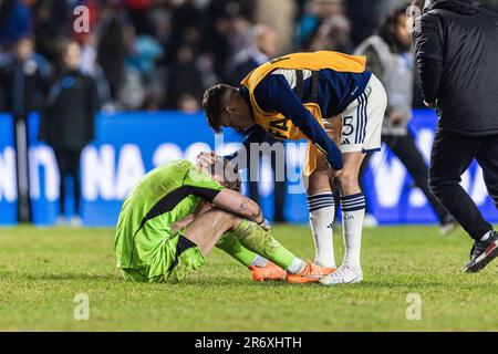 Tolosa, Argentinien. 31. Januar 2021. Italiens Torwart Sebastiano Desplanches nach dem Finale der FIFA-Weltmeisterschaft U20 Uruguay U20 gegen Italien U20 im La Plata Stadium, Tolosa, Argentinien, 11. Juni 2023 (Foto von Mateo Occhi/News Images) in Tolosa, Argentinien, am 1./31. Juni 2021. (Foto: Mateo Occhi/News Images/Sipa USA) Guthaben: SIPA USA/Alamy Live News Stockfoto