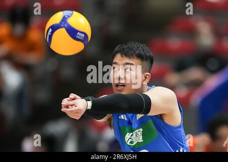 Nippongaishi Hall, Aichi, Japan. 10. Juni 2023. Chen Jiajie (CHN), 10. JUNI 2023 - Volleyball : FIVB Volleyball Nations League 2023 Männer-Vorrunde zwischen Iran und China in der Nippongaishi Hall, Aichi, Japan. Kredit: AFLO SPORT/Alamy Live News Stockfoto