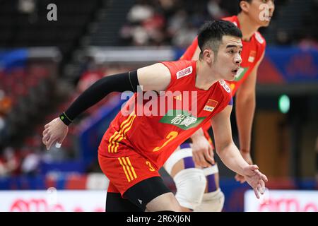 Nippongaishi Hall, Aichi, Japan. 10. Juni 2023. Wang Hebin (CHN), 10. JUNI 2023 - Volleyball : FIVB Volleyball Nations League 2023 Männer-Vorrunde zwischen Iran und China in der Nippongaishi Hall, Aichi, Japan. Kredit: AFLO SPORT/Alamy Live News Stockfoto