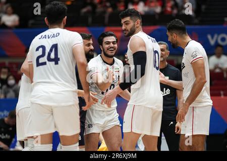 Nippongaishi Hall, Aichi, Japan. 10. Juni 2023. Iran Team Group, 10. JUNI 2023 - Volleyball : FIVB Volleyball Nations League 2023 Männer Vorrunde zwischen Iran und China in der Nippongaishi Hall, Aichi, Japan. Kredit: AFLO SPORT/Alamy Live News Stockfoto