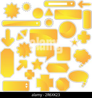 Satz mit mehreren Weblabels und Symbolen – gelb. Stock Vektor
