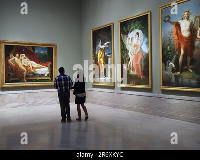 Gemälde zu klassischen Themen von Jacques-Louis David, einschließlich Amor und Psyche auf der linken Seite, im Cleveland Museum of Art Stockfoto