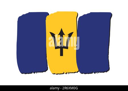 Barbados Flag mit farbigen, handgezeichneten Linien im Vektorformat Stock Vektor