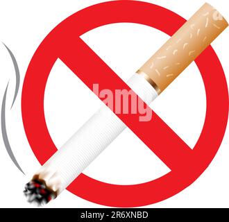 Kein Rauchen-Symbol auf dem weißen Hintergrund isoliert Stock Vektor