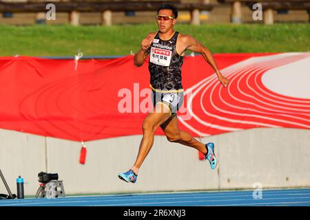 Akita Athletics Stadium, Akita, Japan. 10. Juni 2023. Keisuke Ushiro, 10 400m. JUNI 2023 - Athletics : die Japan Track & Field National Championships Combined Events Männer Zehnkampf 107. im Akita Athletics Stadium, Akita, Japan. Kredit: Naoki Nishimura/AFLO SPORT/Alamy Live News Stockfoto