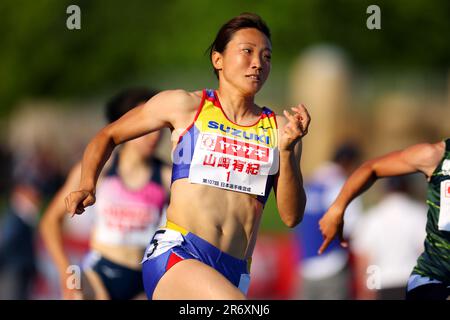 Akita Athletics Stadium, Akita, Japan. 10. Juni 2023. Yuki Yamasaki, 10. JUNI 2023 - Athletics : die Japan Track & Field National Championships 107. Combined Events Frauen-Heptathlon - 200m im Akita Athletics Stadium, Akita, Japan. Kredit: Naoki Nishimura/AFLO SPORT/Alamy Live News Stockfoto