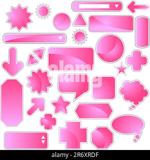 Set aus mehreren Weblabels und Symbolen – Rosa. Stock Vektor