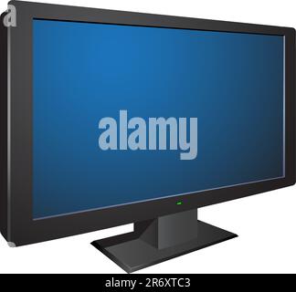 Moderne schwarze große 3D-Fernseher auf dem weißen Hintergrund isoliert Stock Vektor