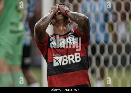 Rio De Janeiro, Brasilien. 11. Juni 2023. Der Flamengo-Spieler Bruno Henrique feiert sein Tor bei einem Spiel gegen Grêmio, das für die brasilianische Meisterschaft 2023 gültig ist, im Maracanã-Stadion, nördlich von Rio de Janeiro, am Sonntag, den 11. Kredit: Brasilien Photo Press/Alamy Live News Stockfoto