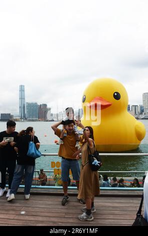 Die Gummiente von Florentijn Hofman kehrt nach Hongkong zurück. Stockfoto