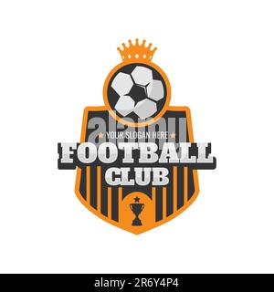 Vektorbild des Fußball- oder Fußballverein-Logos. Fußball- oder Fußballverein Logo-Template Creator für die Sportmannschaft Vector Stock Vektor