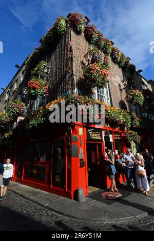 Der gemütliche und lebendige Temple Bar Pub in Dublin, Irland. Stockfoto