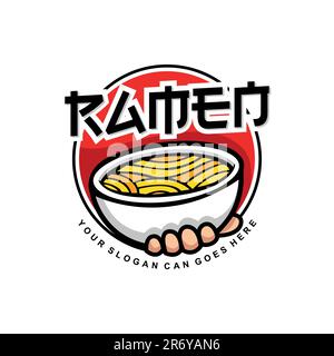 Logo-Vorlage für Ramen-Spezialisten. Geeignet für jede Lebensmittelindustrie, japanisches Restaurant, Ramen-Restaurant, kulinarische Ikone usw. Stock Vektor