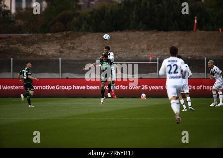 GEELONG, AUSTRALIEN - 20. NOVEMBER: Während des A-League-Fußballspiels der 1. Runde zwischen dem Western United FC und dem Melbourne Victory FC am 20. November 2021 im GMHBA Stadium in Geelong, Australien. Stockfoto