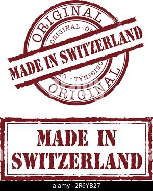 Vector Made in switzerland Stempel mit roter Tinte Stock Vektor