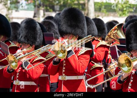 Der Bericht des Oberst über Trooping the Colour ist eine abschließende Beurteilung der Militärparade, bevor die komplette Veranstaltung nächste Woche stattfindet. Stockfoto