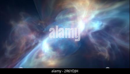 Abstrakte kosmische mehrfarbige Energiewellen mit leuchtendem Hintergrund. Stockfoto