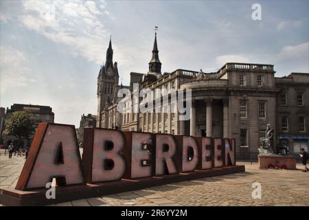 Aberdeen-Schild in Castlegate, Aberdeen Stockfoto