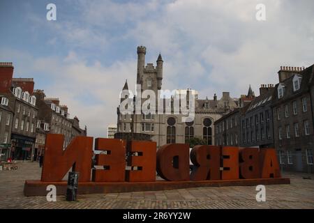 Aberdeen-Schild in Castlegate, Aberdeen Stockfoto