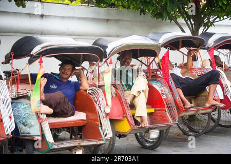Traditionelles Dreirad In Yogyakarta, Java, Indonesien Stockfoto