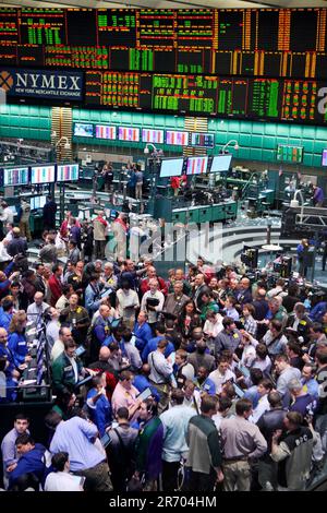 Blick über die Handelshalle für Oil Futures an der New York Mercantile Exchange (NYMEX) Stockfoto