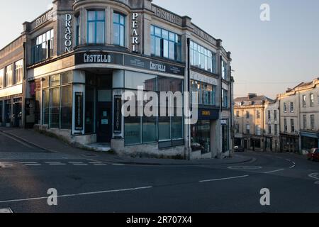 Ecke Bath Street und Palmer Street, Frome, Somerset, England, Großbritannien Stockfoto