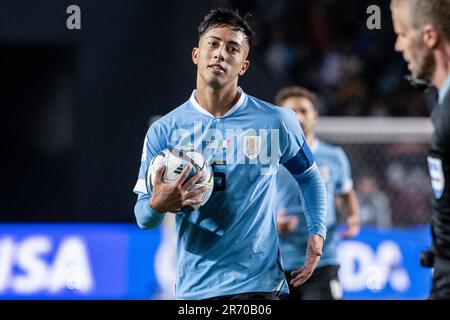 La Plata, Argentinien. 11. Juni 2023. Fabricio Diaz aus Uruguay reagiert während des Finalspiels der FIFA U-20 Fußball-Weltmeisterschaft Argentinien 2023 zwischen Italien und Uruguay im Estadio La Plata. (Foto: Manuel Cortina/SOPA Images/Sipa USA) Guthaben: SIPA USA/Alamy Live News Stockfoto