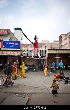 Straßenkünstlerin. jaipur. Rajasthan. Indien Stockfoto