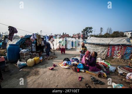 Chhuchmepati-Lager. kathmandu ein Jahr nach dem Erdbeben. nepal Stockfoto