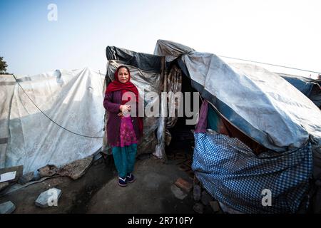 Chhuchmepati-Lager. kathmandu ein Jahr nach dem Erdbeben. nepal Stockfoto