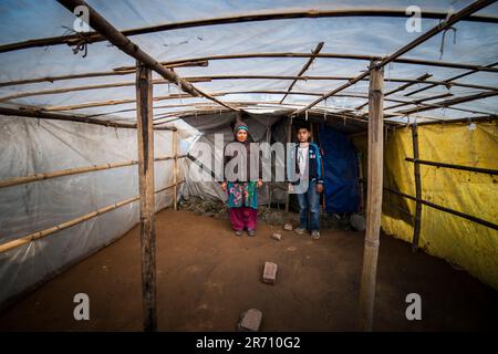 Chhuchmepati-Lager. kathmandu ein Jahr nach dem Erdbeben. nepal Stockfoto