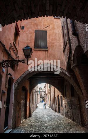 Italien. Emilia Romagna. Ferrara. In die Altstadt. Via delle Volte Stockfoto