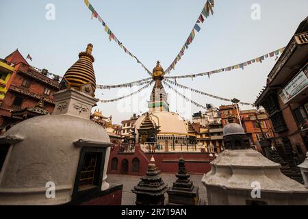 Nepal. Kathmandu. Lokale Stupa Stockfoto